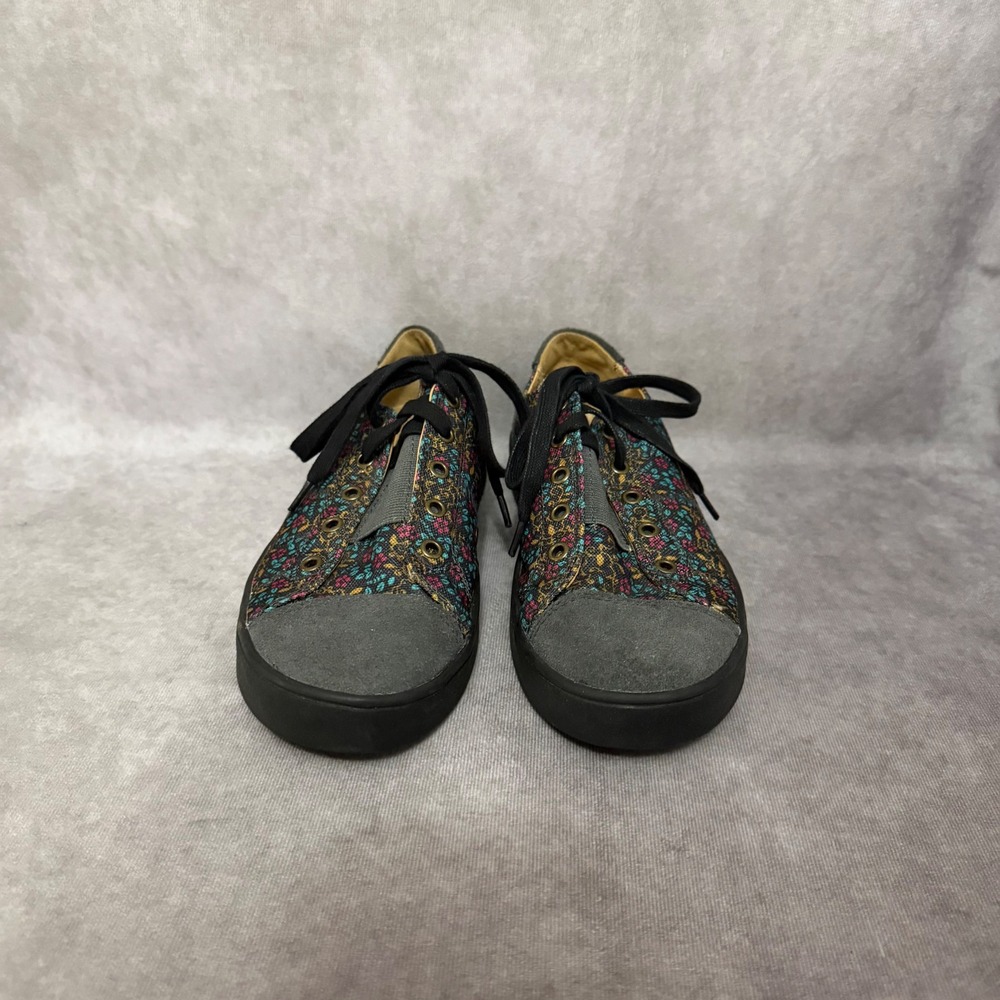 Spenco Malibu Floral Sneakers Womens Size 7.5 Black Grey Fashion Boho Low Top - Picture 2 of 8